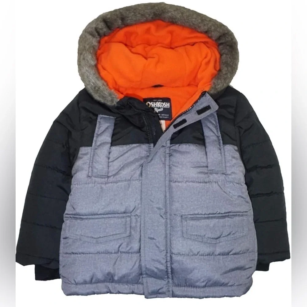 Oshkosh B’Gosh Baby Boys Colorblock Parka with Cozy Faux Fur Hood 12 month